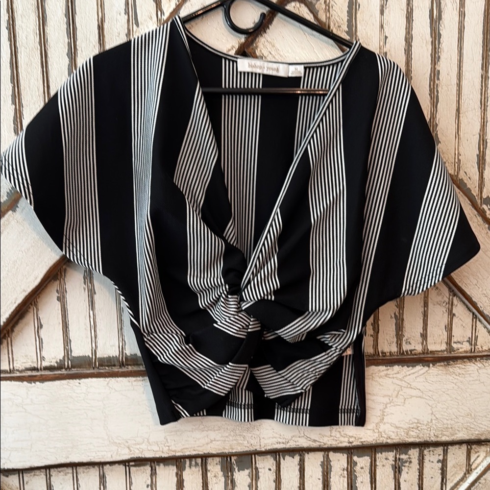 Black and White Striped Women's Top